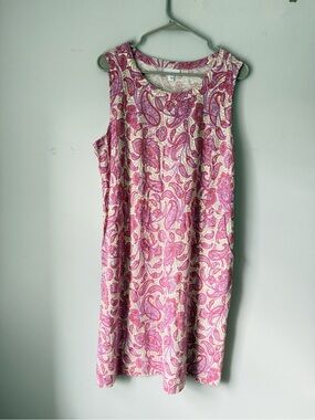 J. Jill Sleeveless Paisley Sunmer Dress Pattern Boho Cotton Pink Purple Size M